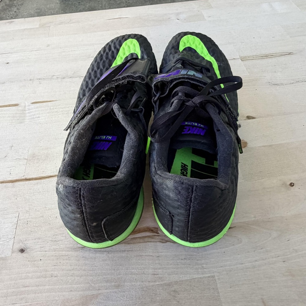 Nike High Jump Elite Shoes Mens Size 10.5 Black Green Track Field Spikes Cleats - Picture 3 of 6
